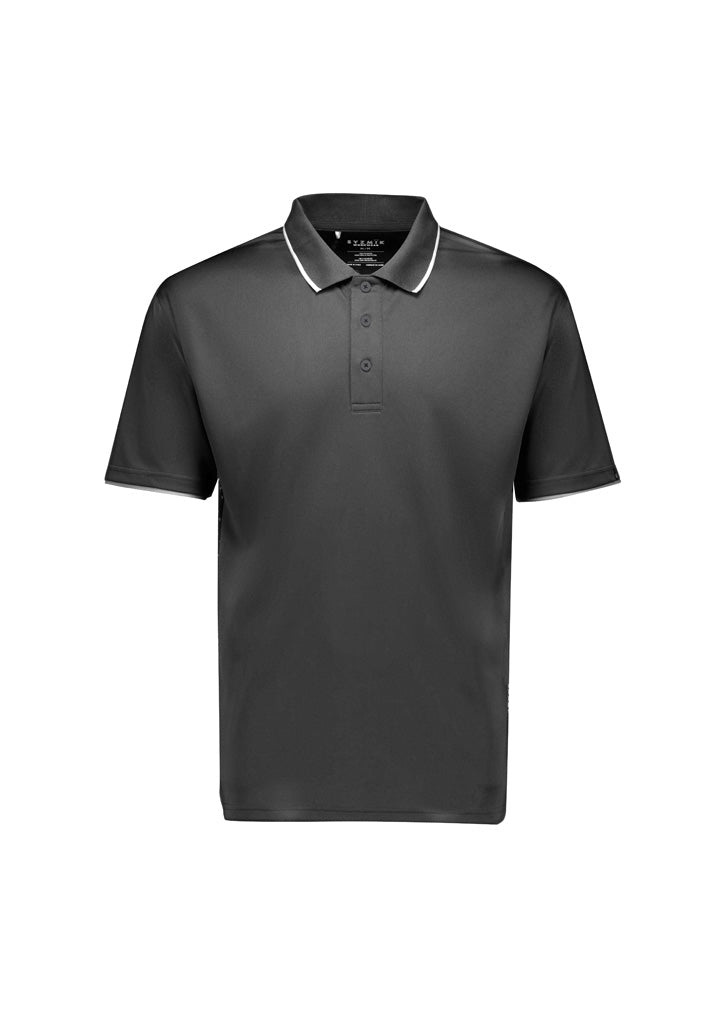 Mens Spark Short Sleeve Polo Charcoal/White front