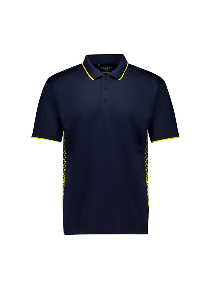 Mens Spark Short Sleeve Polo Navy/Yellow front