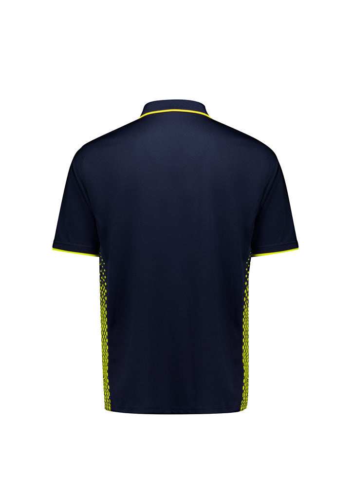 Mens Spark Short Sleeve Polo Navy/Yellow back