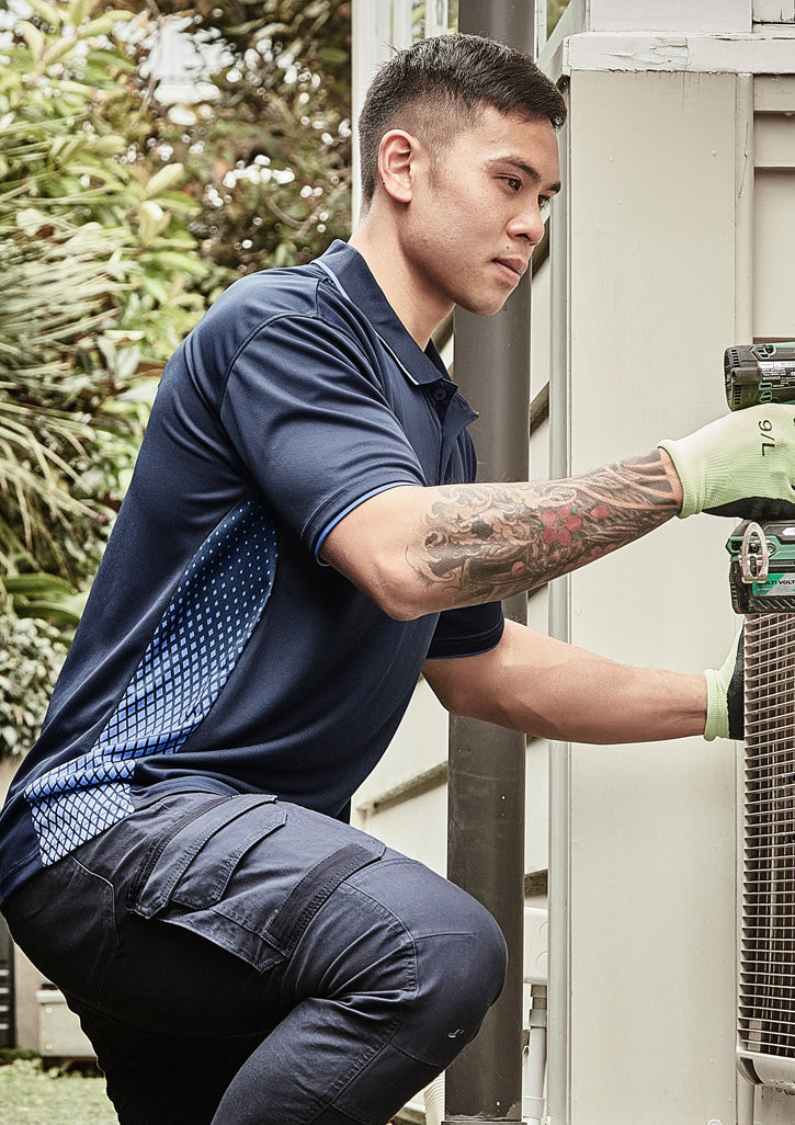 Mens Spark Short Sleeve Polo Navy/Blue front