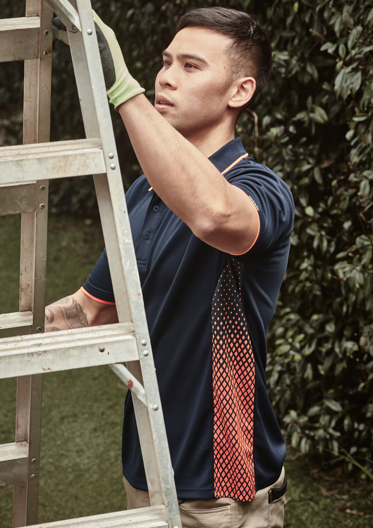 Mens Spark Short Sleeve Polo Navy/Orange front
