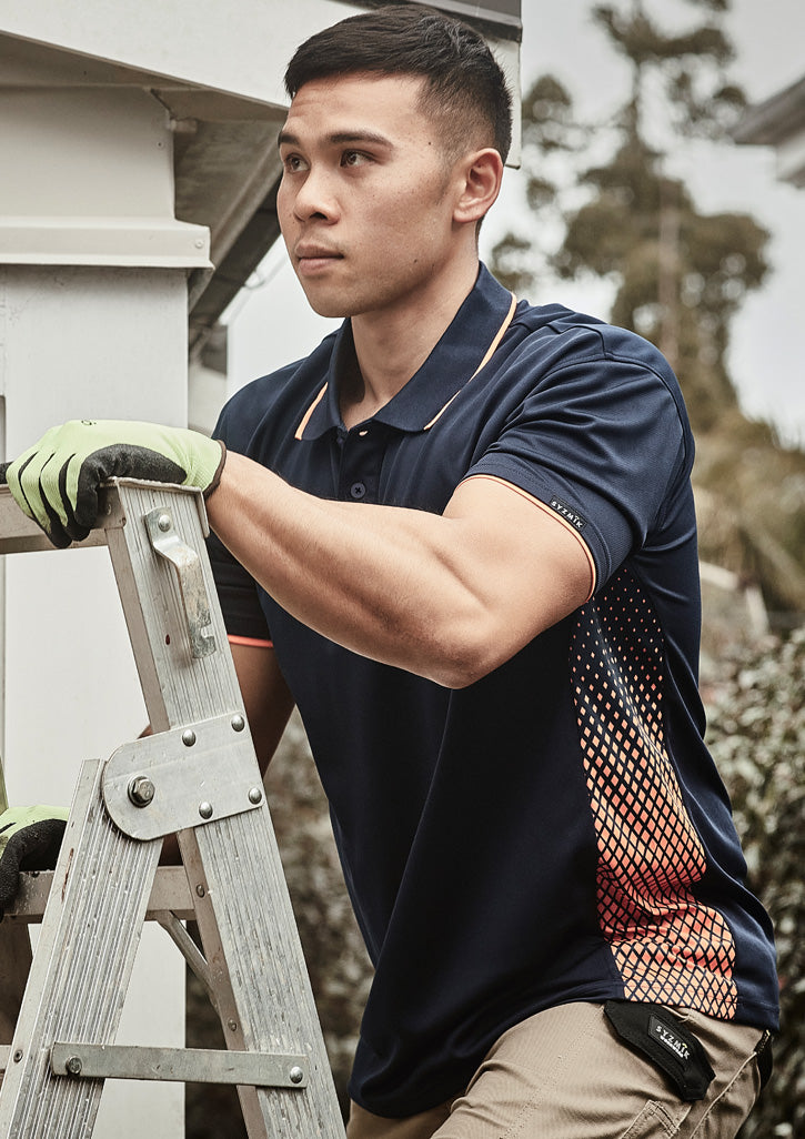 Mens Spark Short Sleeve Polo Navy/Orange back