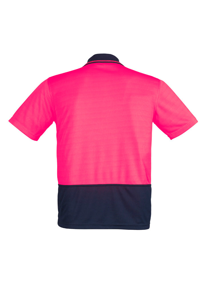 Unisex Hi Vis Basic Short Sleeve Polo Pink/Navy back