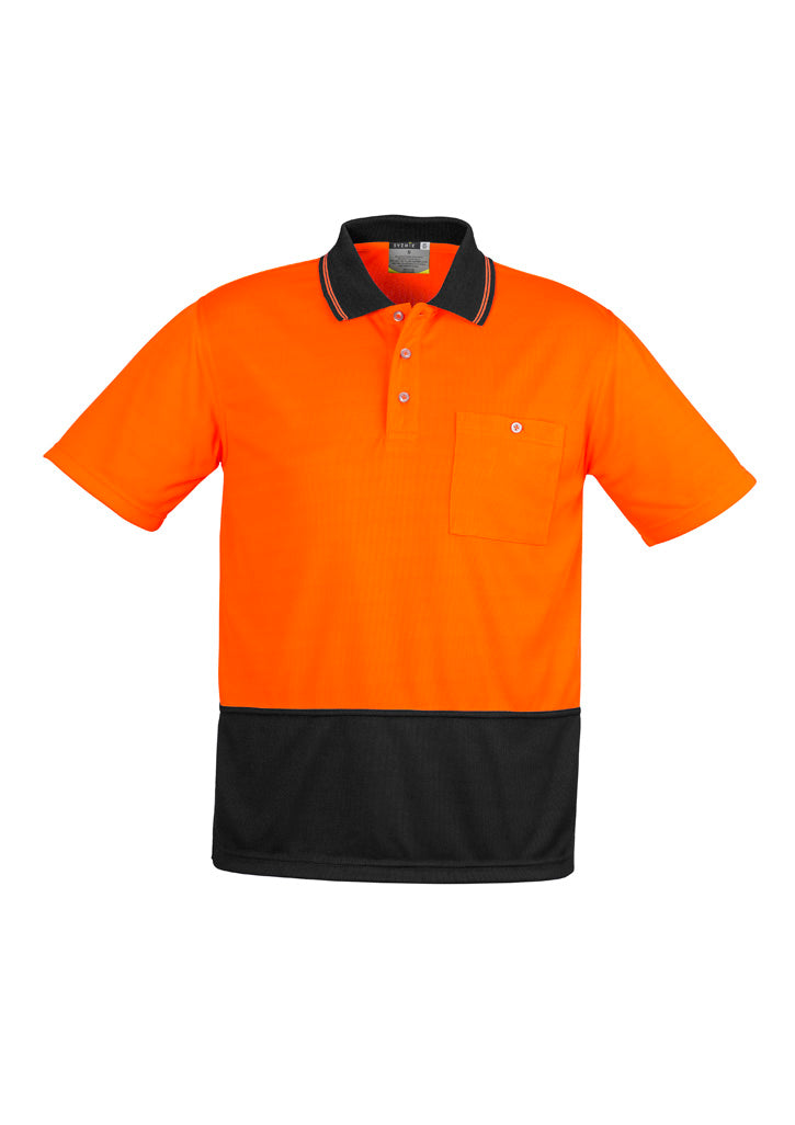Unisex Hi Vis Basic Short Sleeve Polo Orange/Black front