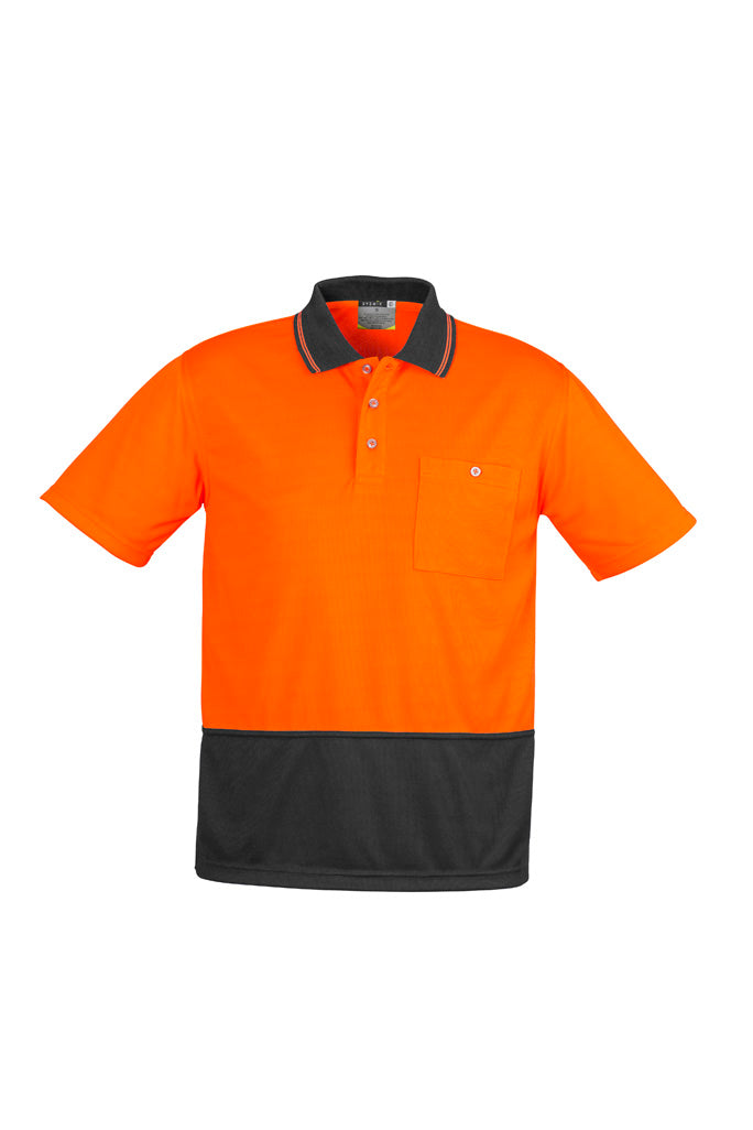 Unisex Hi Vis Basic Short Sleeve Polo Orange/Charcoal front