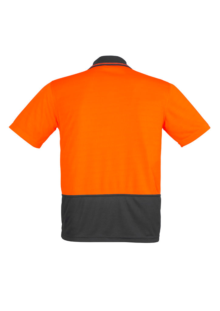 Unisex Hi Vis Basic Short Sleeve Polo Orange/Charcoal back