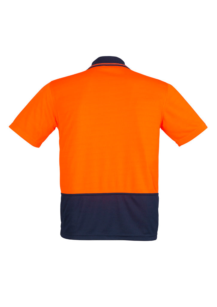 Unisex Hi Vis Basic Short Sleeve Polo Orange/Navy back
