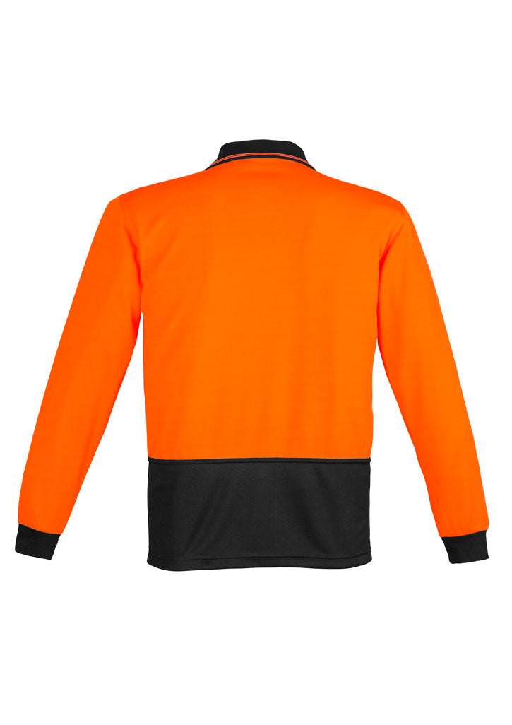 Unisex Hi Vis Basic Long Sleeve Polo Orange/Black back