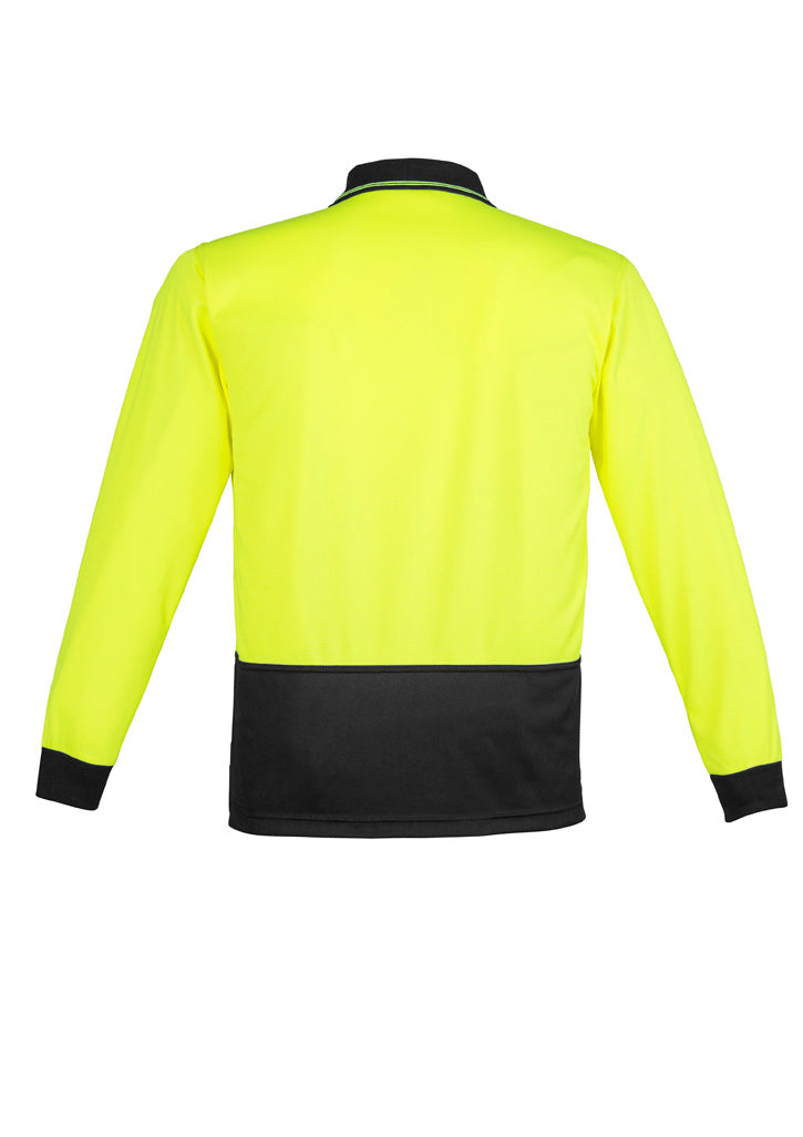Unisex Hi Vis Basic Long Sleeve Polo Yellow/Black back