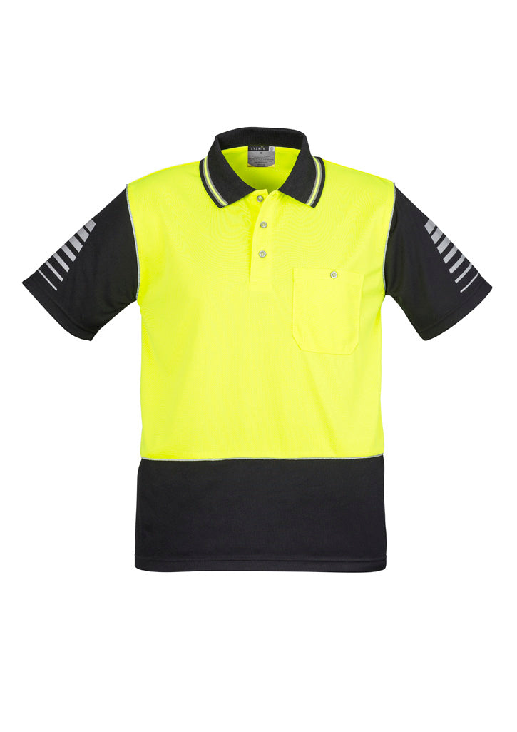 Mens Hi Vis Zone Short Sleeve Polo Yellow/Black front