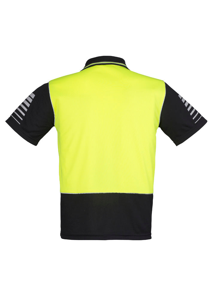 Mens Hi Vis Zone Short Sleeve Polo Yellow/Black back