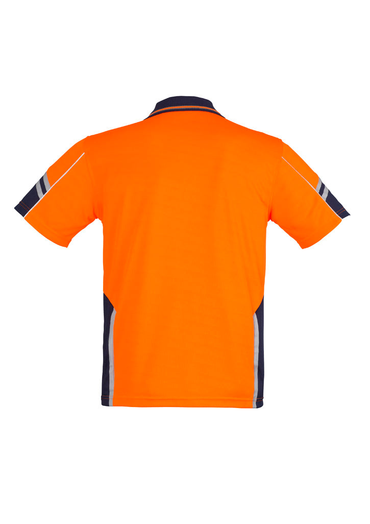 Mens Hi Vis Squad Short Sleeve Polo Orange/Navy back
