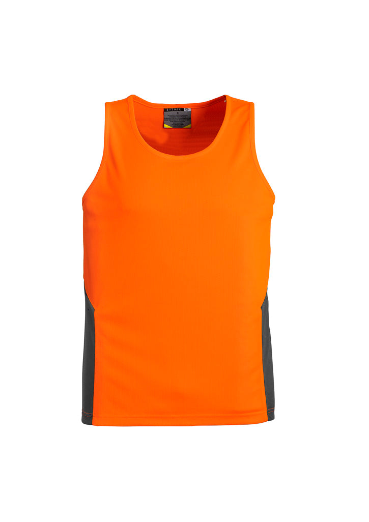 Mens Hi Vis Squad Singlet Orange/Charcoal back