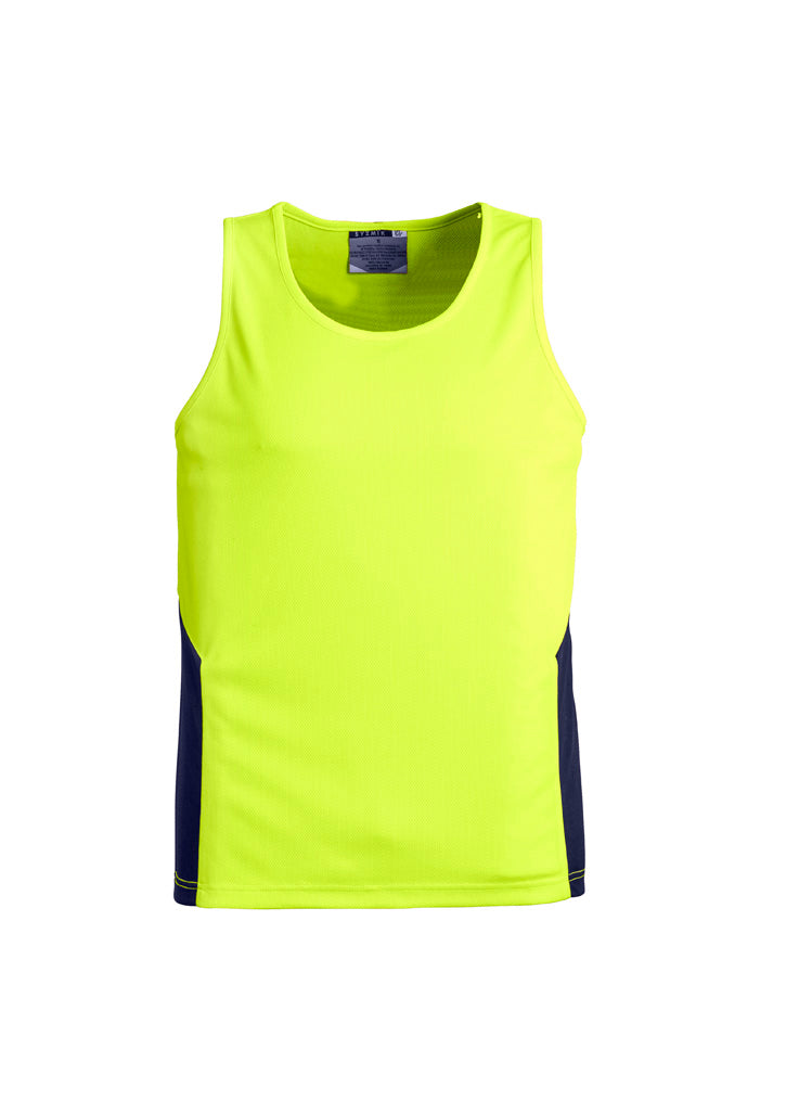 Mens Hi Vis Squad Singlet Yellow/Navy front
