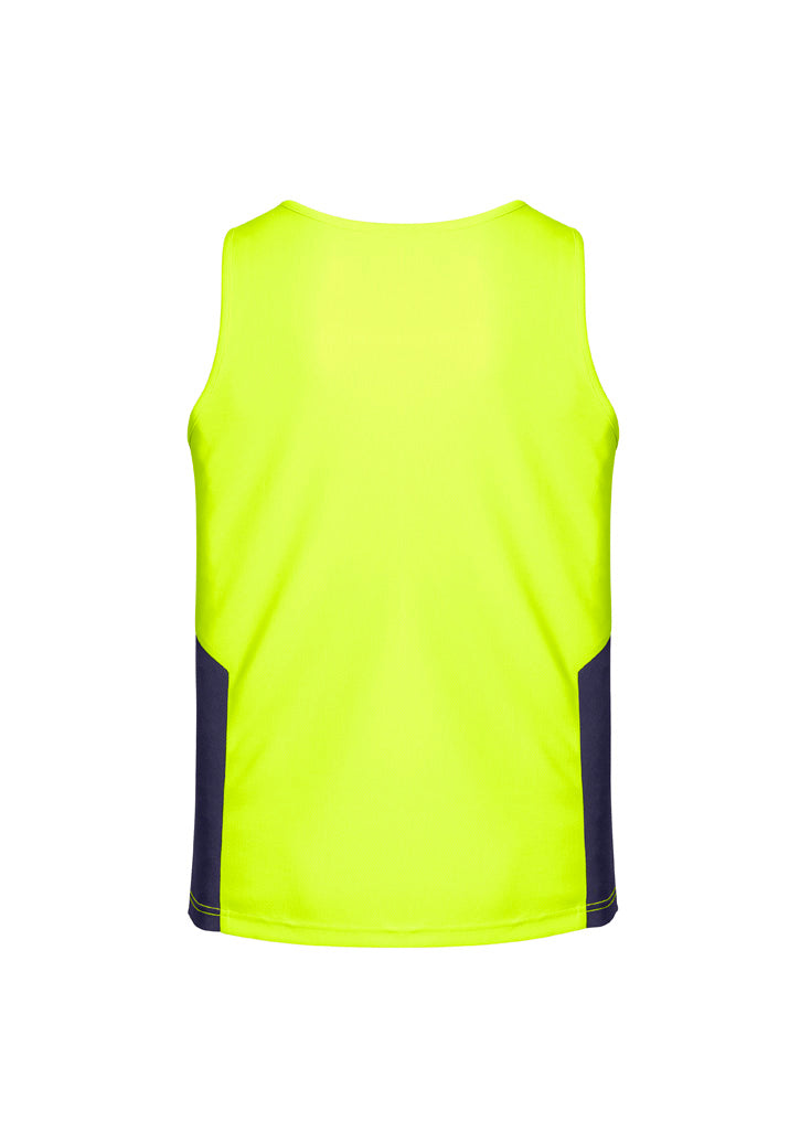 Mens Hi Vis Squad Singlet Yellow/Navy back