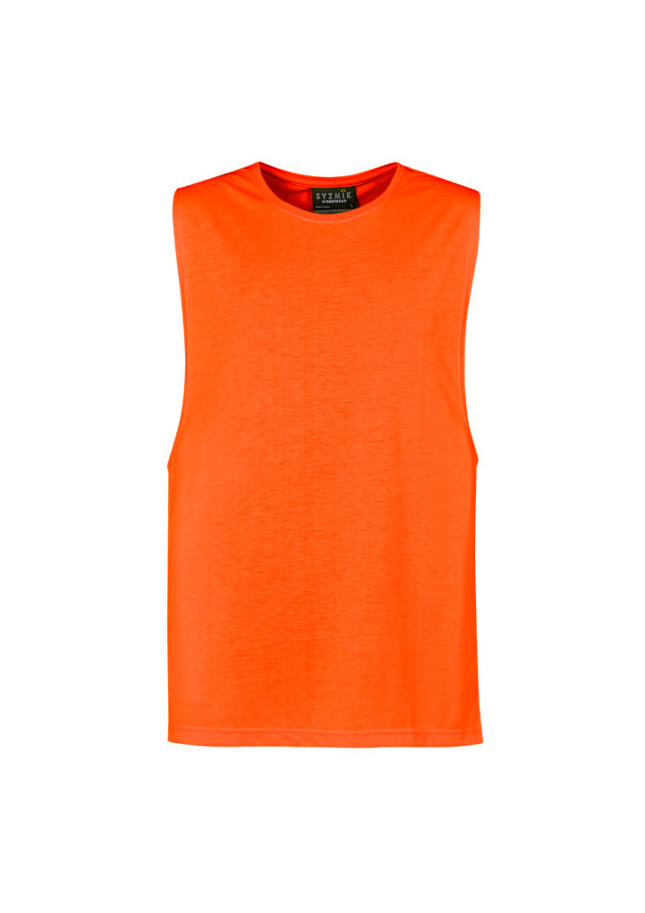 Mens Hi Vis Sleeveless Tee Orange front