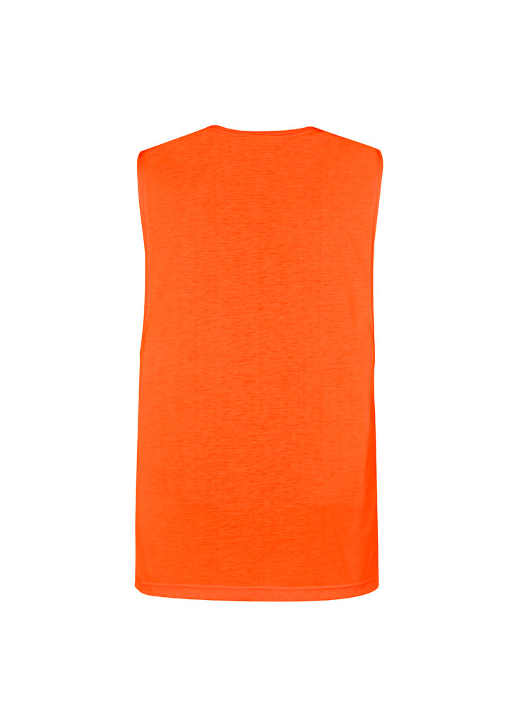 Mens Hi Vis Sleeveless Tee Orange back
