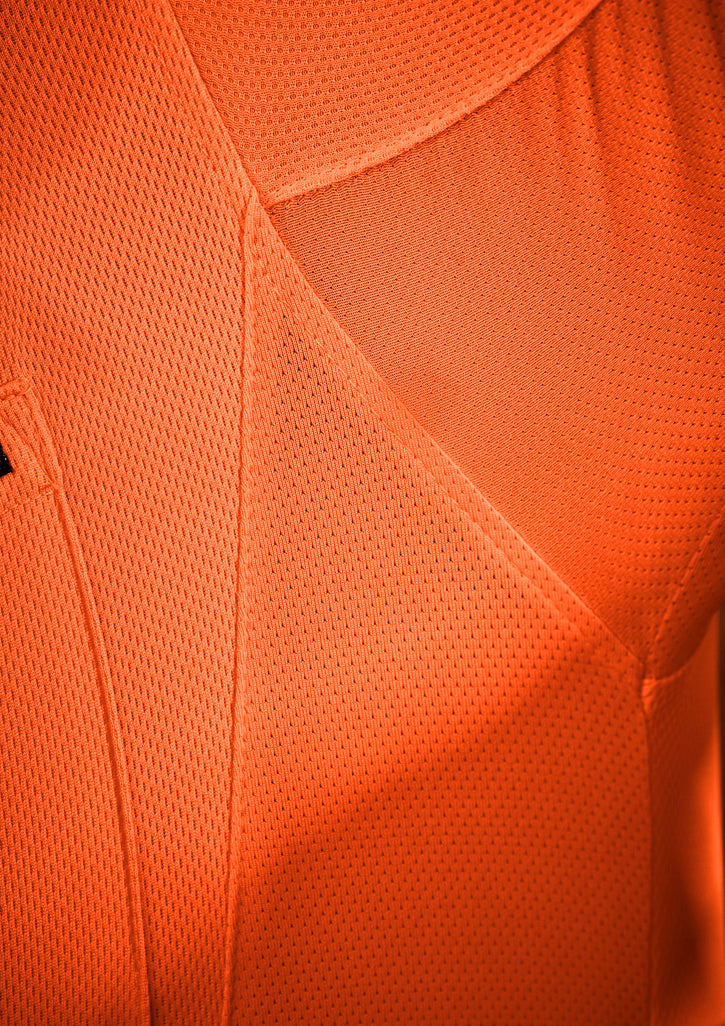 Mens Hi Vis Flux Short Sleeve Polo Orange/Navy back