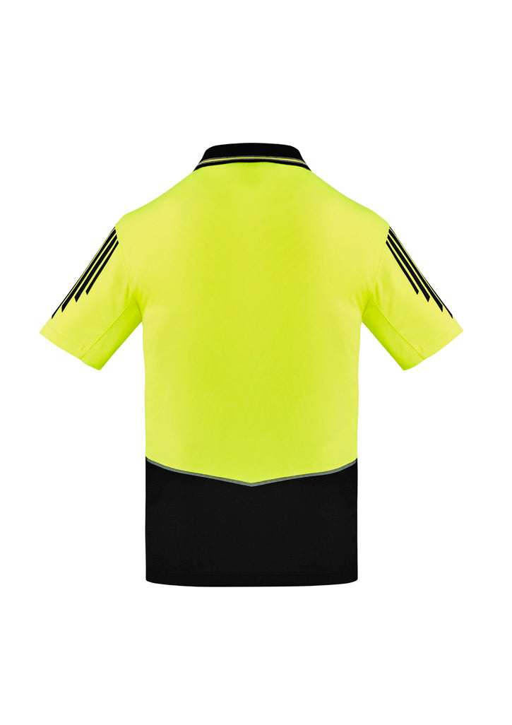 Mens Hi Vis Flux Short Sleeve Polo Yellow/Black back