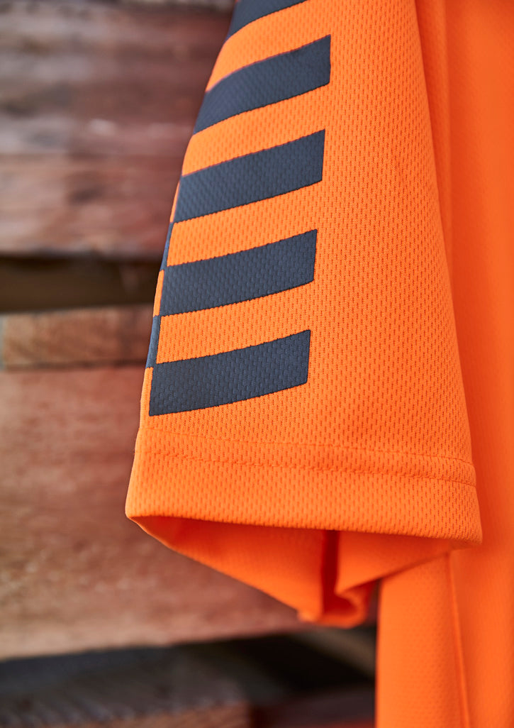 Mens Hi Vis Komodo Short Sleeve Polo Orange/Navy front