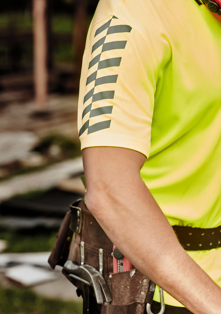 Mens Hi Vis Komodo Short Sleeve Polo Yellow/Navy back