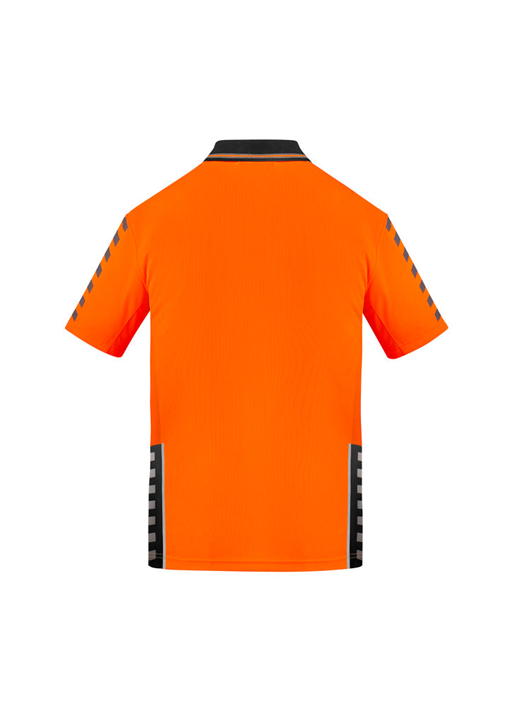 Mens Hi Vis Komodo Short Sleeve Polo Orange/Black back