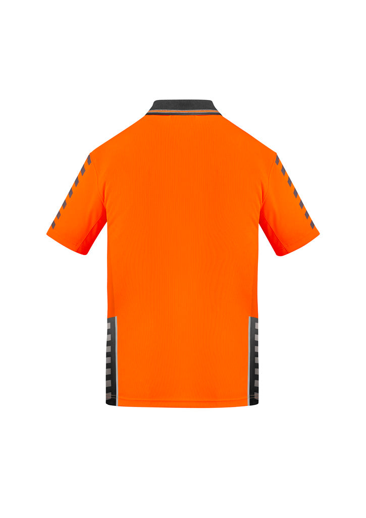 Mens Hi Vis Komodo Short Sleeve Polo Orange/Charcoal back