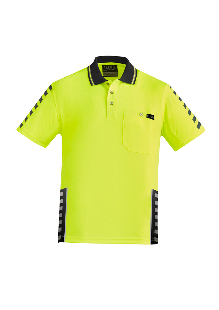 Mens Hi Vis Komodo Short Sleeve Polo Yellow/Black front