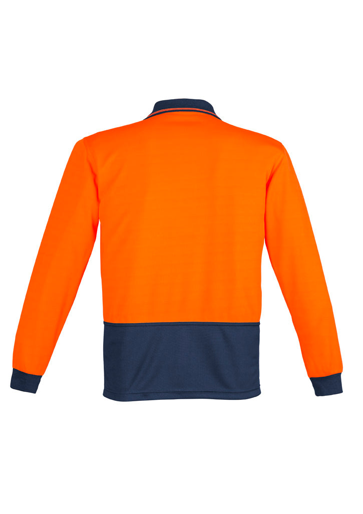 Mens Hi Vis Comfort Back Long Sleeve Polo Orange/Navy back