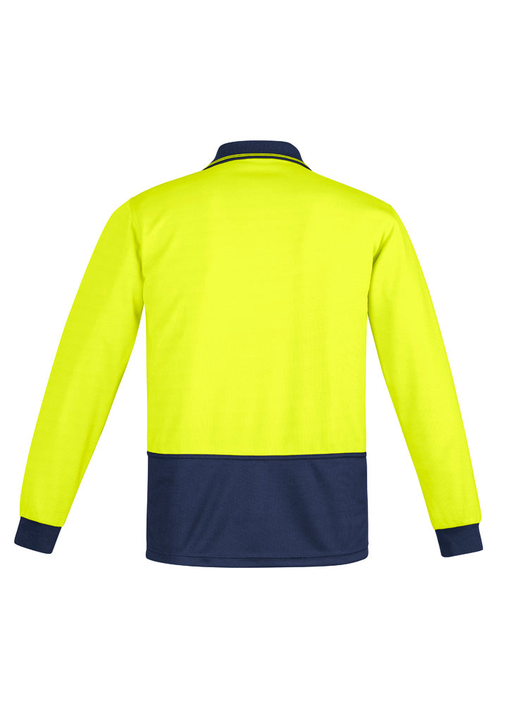 Mens Hi Vis Comfort Back Long Sleeve Polo Yellow/Navy back