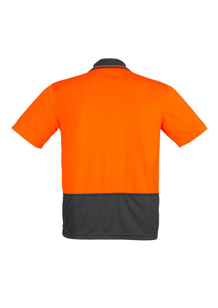 Mens Hi Vis Comfort Back Short Sleeve Polo Orange/Charcoal back