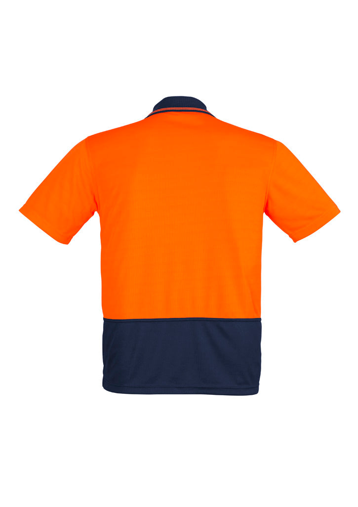 Mens Hi Vis Comfort Back Short Sleeve Polo Orange/Navy back