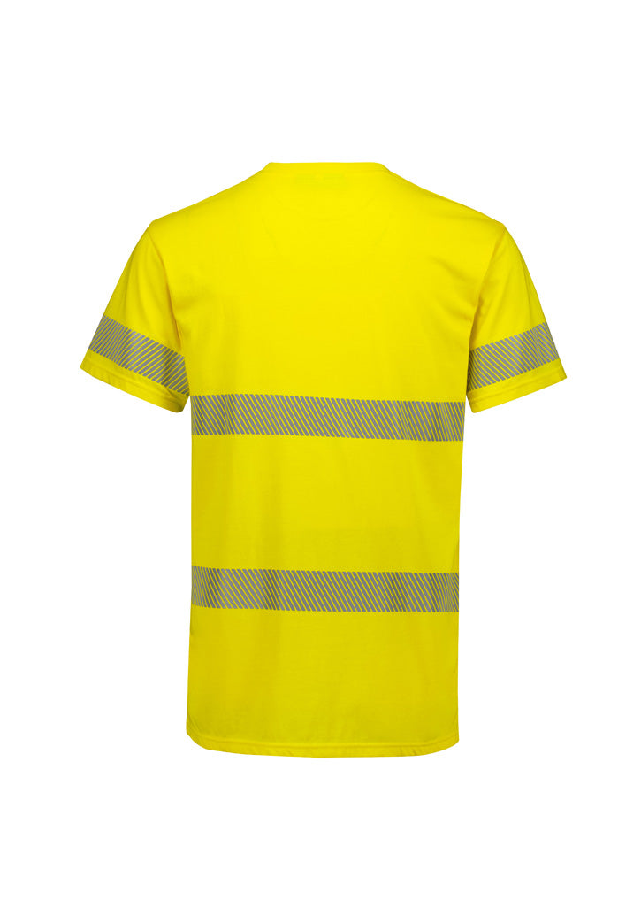 Mens Hi Vis Segmented Tape Cotton Tee Yellow back