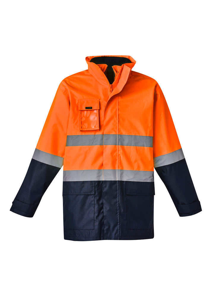 Mens Hi Vis Basic 4 In 1 Waterproof Jacket Orange/Navy back