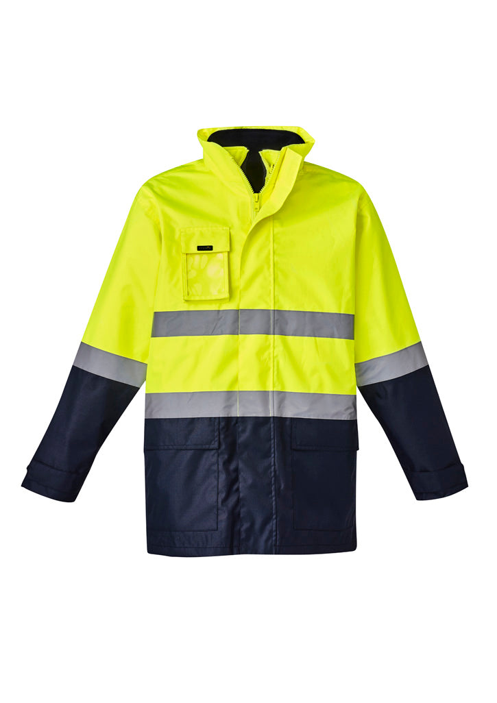 Mens Hi Vis Basic 4 In 1 Waterproof Jacket Yellow/Navy front