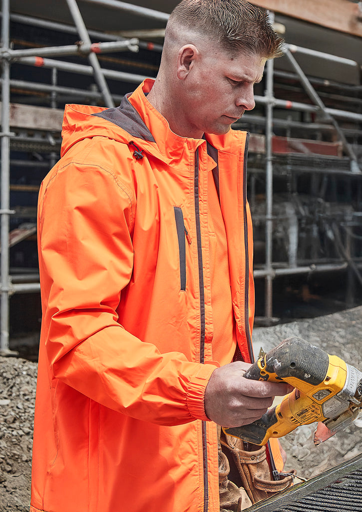 Unisex Super Light Packable Rain Jacket Orange front