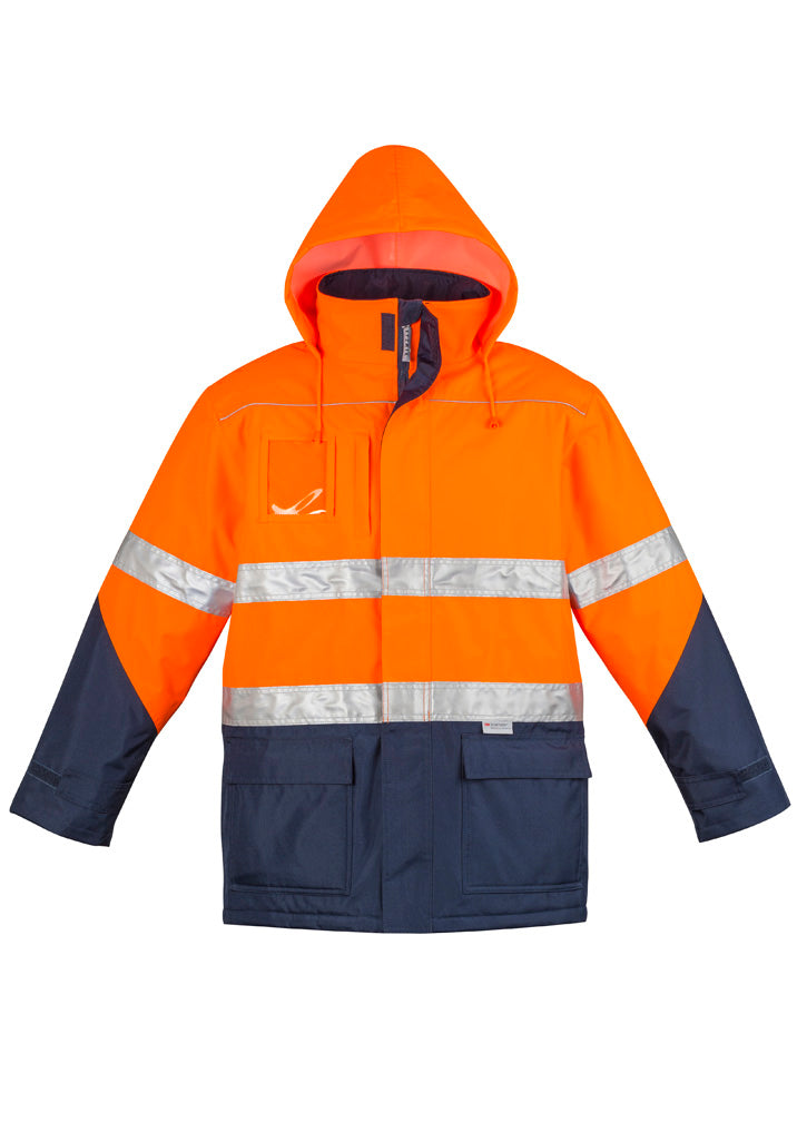 Mens Hi Vis Storm Jacket Orange/Navy back