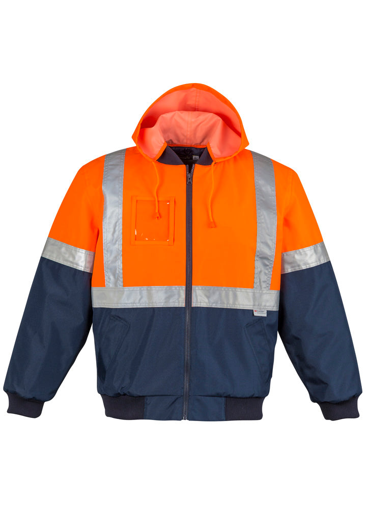 Mens Hi Vis Quilted Flying Jacket Orange/Navy front