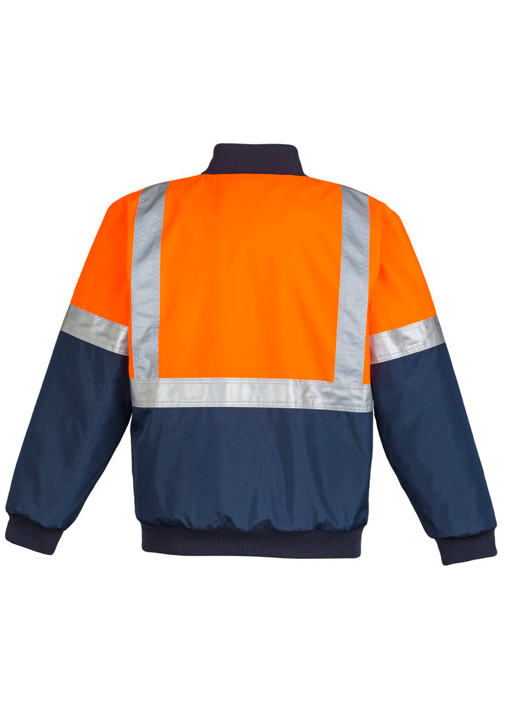 Mens Hi Vis Quilted Flying Jacket Orange/Navy back