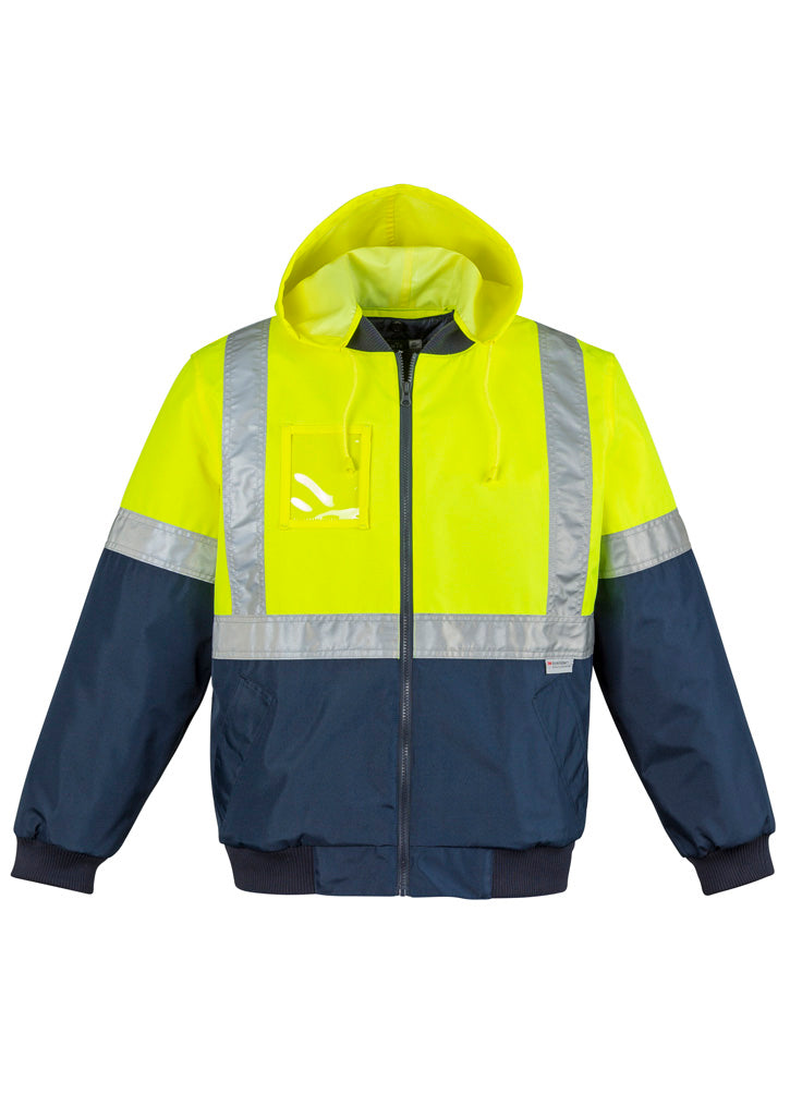 Mens Hi Vis Quilted Flying Jacket Yellow/Navy back