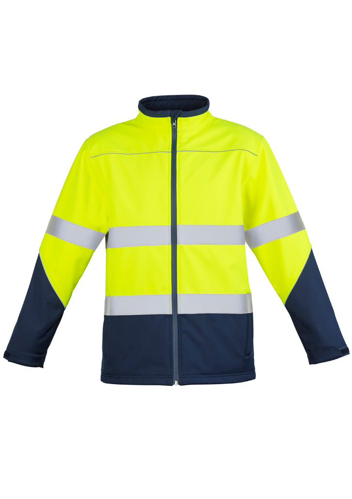 Unisex Hi Vis Softshell Jacket Yellow/Navy front