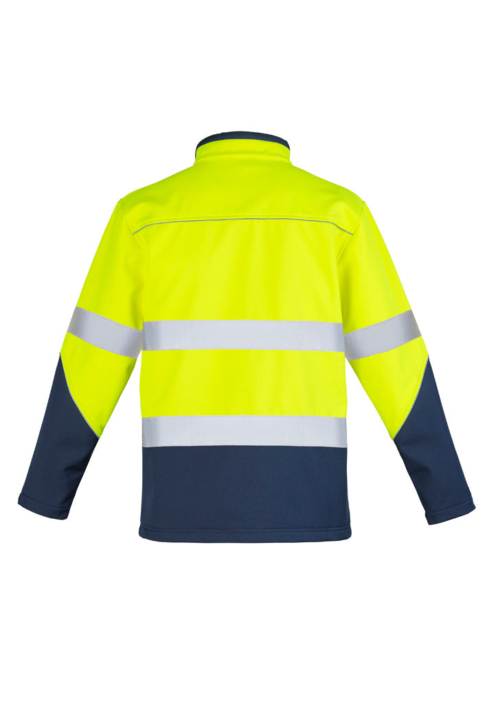 Unisex Hi Vis Softshell Jacket Yellow/Navy back