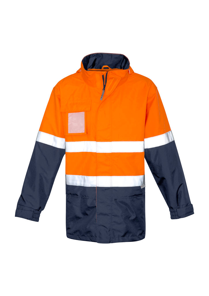 Mens Hi Vis Ultralite Waterproof Jacket Orange/Navy back