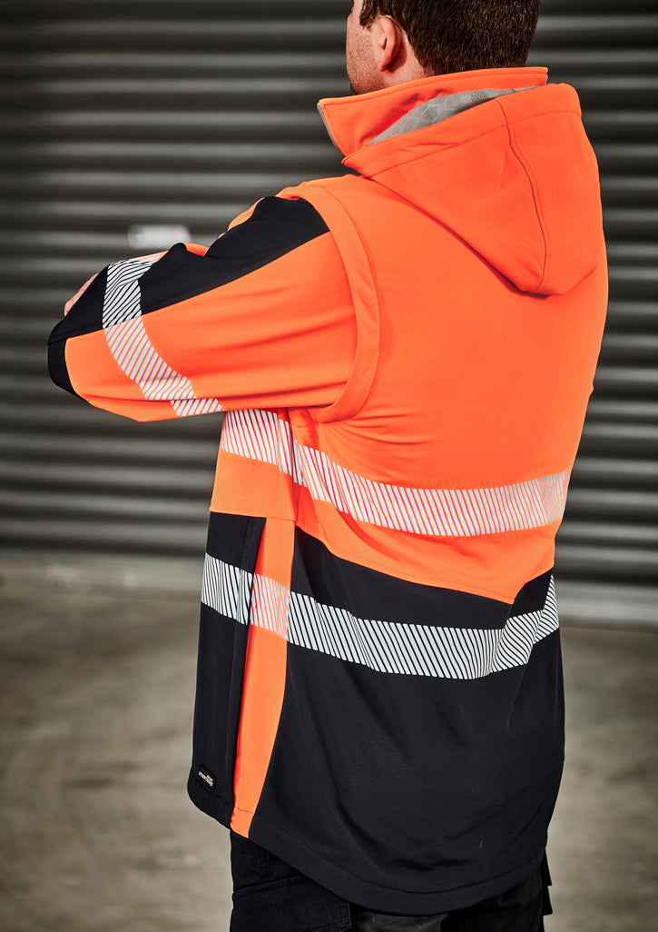 Unisex Streetworx 2 In 1 Stretch Softshell Jacket Orange/Navy front
