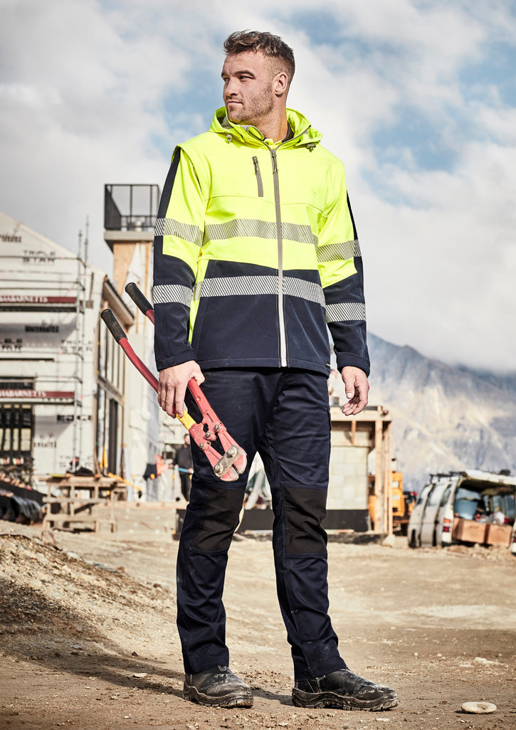 Unisex Streetworx 2 In 1 Stretch Softshell Jacket Yellow/Navy front