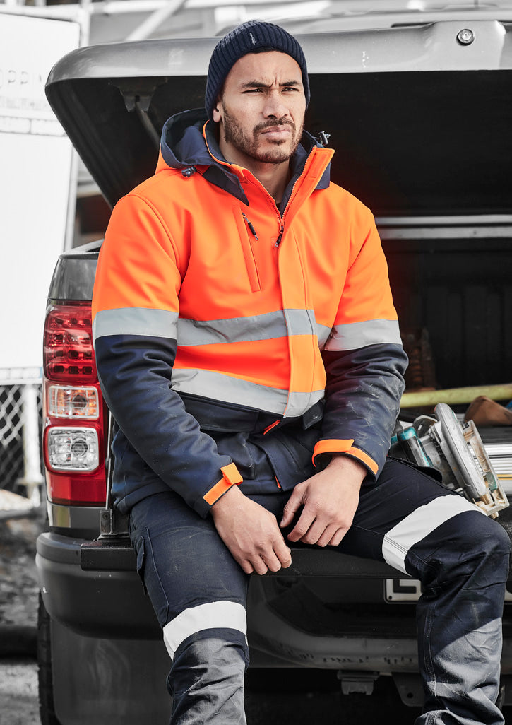 Unisex Hi Vis Antarctic Softshell Jacket Orange/Navy front