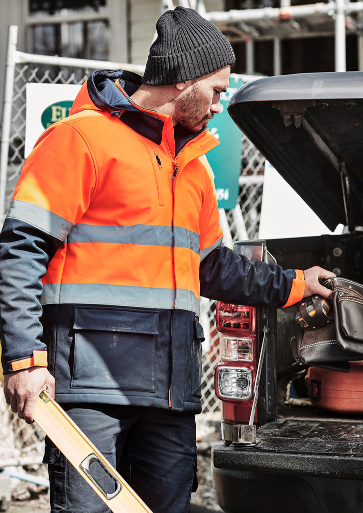 Unisex Hi Vis Antarctic Softshell Jacket Orange/Navy back