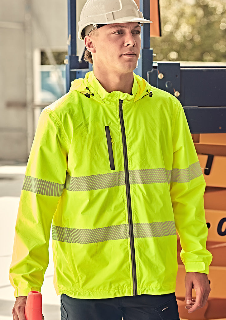 Unisex Super Light Segmented Tape Packable Rain Jacket Yellow front