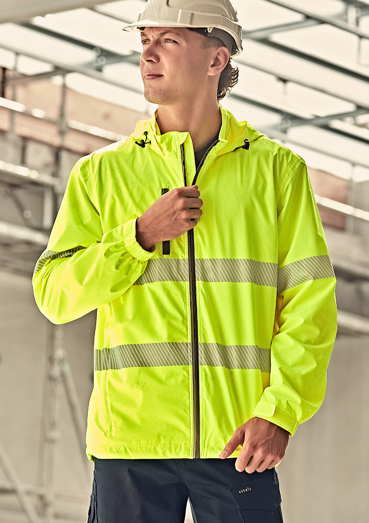 Unisex Super Light Segmented Tape Packable Rain Jacket Yellow back