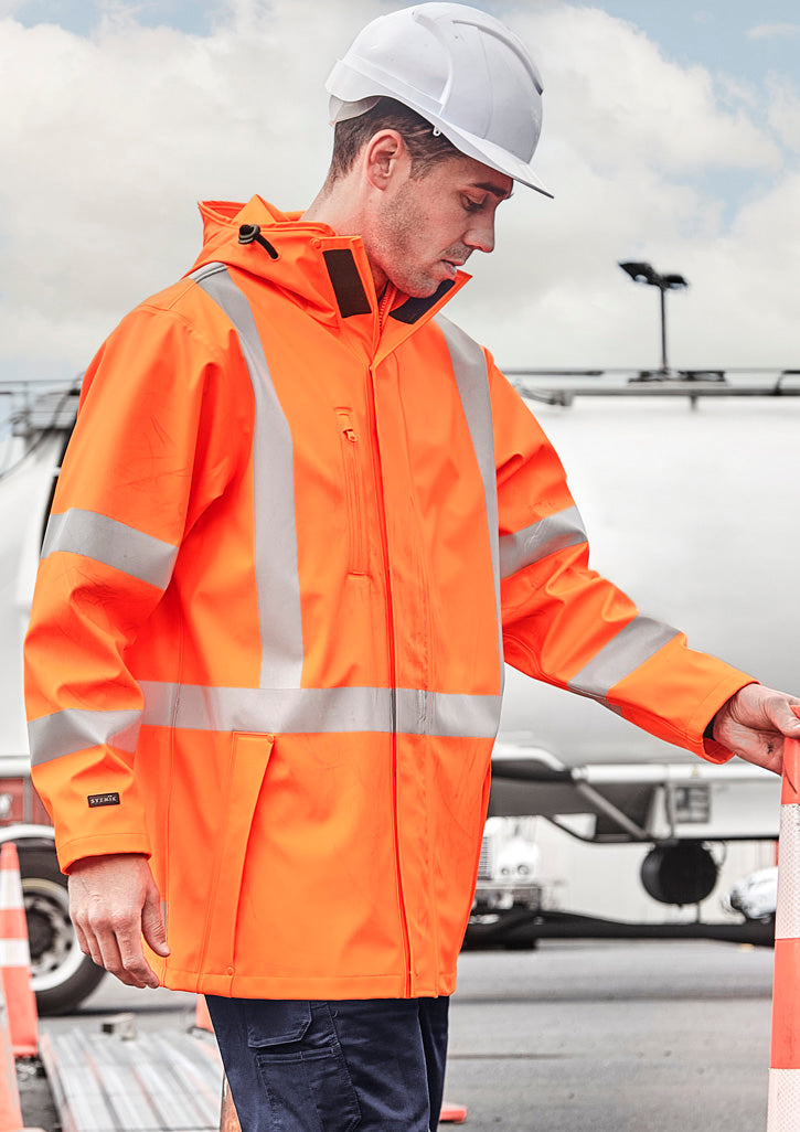 Mens Hi Vis X Back Heavy Duty Waterproof Jacket Orange front
